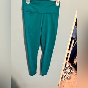 Aqua blue PowerHold Fabletics leggings full length